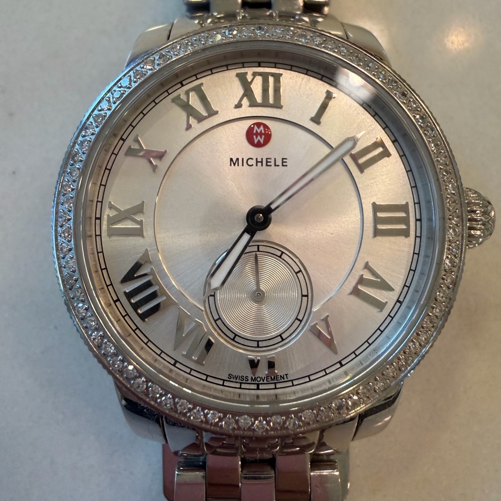 Michele Harbor Women’s Watch Silver Roman Numeral Timepiece